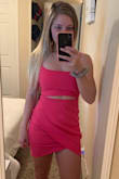 I absolutely love this dress. I ordered a size small and was somewhat worried, as I have an athletic body type (larger thighs) but it fit great! I ordered this dress for my vacation to Vegas in March and I am very excited to wear this! Great quality. - Jordan G.