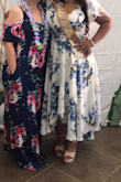 This dress is gorgeous! It does open up a lot in the chest area and because I had a lot of older family members coming, I had to wear a white tank underneath. Frankly, it may have been too revealing despite my relatives. It is super flowy, dainty, and the colors are lovely. I have a big bust and big behind, the dress fit perfectly. I wore this dress with the Selah Nude Suede Ankle Strap Heels sold by Lulus. Overall, I loved this dress! - Sarahzin C.