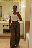 I love the flowy feel of these pants. I found the waist to be a little big, but I just tried the sash super tight and got more of a paperbag look. - Michelle P.