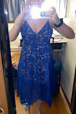 A bit tight in the bodice and the zipper was a bit stuck, but once I got it on it really looked great! - Kelly F.