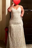 I've been absolutely in love with this dress since last year. I really thought this would be my wedding dress. My MOH and mom thought it looked great on me (and I agree), but the one thing I couldn't get passed and always stuck out to me was the pleating around the hips. I'm very curvy with wide hips and a big butt. It fit fine, but that one area just hits too high on the hips, which caused the pleating to not lay the right way. This dress does run small, I sized up to an XL, and even tried the 1X to see if that would solve the pleating issue, however the 1X was entirely too big and baggy. I still love this dress, but ultimately went with Lulus Icing on the Cake dress which also has the same beautiful lace with a shape better suited for my body and shows my curves beautifully. - Rosa G.