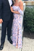 This dress was perfect for a fancier outdoor summer wedding. I ordered a few sizes and settled on the medium. I got so many compliments. The off the shoulder straps didnt seem to bother me throughout the night. - Kailey M.
