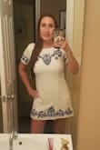 Super cute dress. Normally a dress cut like this wouldn't look good on my shape, but this one was the exception. Fabric is nice and light. - Leslie G.