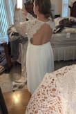 This dress is so well made! It is even more beautiful on! I plan to wear this for my upcoming wedding. It's simple yet just enough for a wedding dress. Very happy with this purchase! I found the sleeves to be a bit big and long but should be an easy fix because there is a seam. - Kirsten J.