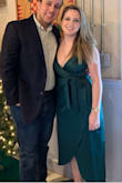 This dress has a beautiful thick satin fabric and is surprisingly well constructed. I usually wear a size 4-6 dress and the size Small fit like a glove. I am smaller on top and curvy on bottom, and this dress is forgiving around the hips. Very flattering! - Shelby C.