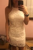 This dress is adorable, true to size, and very flattering. However it does have a funky stink to it. Like a burlapy scent? It's adorable though, I'm hoping some perfume and laying out with do the trick! - Mariah H.
