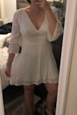 I ordered this for college graduation and it fit exactly as I hoped. It's definitely long enough and the style is very girly and fun. Not sheer, but you would need nude underwear for it or something similar just to be safe. Pretty light and airy too! - Haley S.