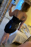 I bought this for an upcoming girls night out in Miami, and let's just say it's perfect for the MIA scene. The material is of excellent quality (as always with Lulus) and doesn't have that thin, "prickly" feel that so many sequined dresses do. I like the length in the front due to the asymmetrical cut, but the back is SHORT! We're talking just-below-cheek, and that's after I let the straps down a bit. I will be keeping it because I look like a bomb a** queen in it, but let's hope I don't drop my chapstick. - Tori L.