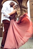 I love this dress so much! It flows beautifully, not too revealing considering my but can look large. I didn't want to take it off at the end of the night. - Brooke M.
