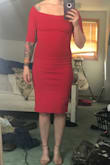 Honestly it's a lovely dress. The fabric is high quality and it fit like a glove. But for me it just wasn't right. I am 10 months postpartum, and only a 5 pounds up from my pre pregnancy weight... but I feel like this dress didn't do me any favors. Being a body con, it ends up bunching a tad in the middle. Usually that ends up being flattering, but on me it ended up bunching right below the little muffin top that I haven't lost yet... which really draws the eye right too it. And because my rib cage is a touch broader after baby and this dress kind of flattens the boobies, I just felt barrel chested. But on someone a little more snatched(or me, 5ish lbs from now), this dress would be gorgeous. I will be returning it, but will definitely look for something else from LULUs! - Stephanie H.