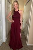I absolutely LOVE this dress. It fits perfect and is true to size! It's a little long but I'm wearing heels so it is perfect length with heels. Would recommend this dress shop to anyone! LOVE my bridesmaids dress! - Shayli P.