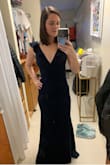 This dress is the perfect amount of flattering but also not complicated. It's so important to me when I'm buying a dress that I'm not going to have to pull it up or adjust it all night long. The dress is comfortable, tight in the right places and forgiving in others. I never had to adjust it, and sticky boobs worked perfectly. I'm excited about having this dress for the long-haul. I got it in navy, and I love dressing it up with really colorful statement earrings. - Hannah H.