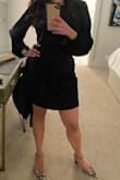 I wore this dress in black to a wedding and I got so many compliments! Very flattering! I ordered a small originally and it fit but was right around my chest. The medium was perfect! - Danielle C.
