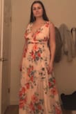 This dress is gorgeous and comfortable, but the top is way too big. I have a big bust, and there was way too much room in the bust. The straps were significantly longer than needed to be, and could have lost a few inches and been just right. A simple alteration would fix this, but I wanted to make sure I was 100% in love with the dress before doing so (to be in a wedding party), and I felt the dress wasn't everything I wanted it to be. The print is amazing, but would look better on a naturally taller person. - Brittany F.