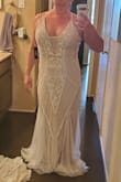The beading is beautiful!! I ordered 2 different dresses online from Lulus and this was gonna be my backup, but its the one. It fits so great, hugs in the right places, and is stunning. Very 1920s, which wasn't what I was initially looking for, but it is so glamorous. I obvs have to get it hemmed bc everything i wear has to be hemmed, but its the one - Jamelyn P.