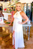 This dress was the PERFECT dress for one of my bridal showers. This was the second dress I ordered from here (both sizes were mediums). I was really nervous about sizing because in most places I usually go between a S & M depending on the brand but Mediums seem to fit me perfectly!! Warning: dress rides up A LOT when sitting. I was in a room full of ladies so I wasn't too worried, plus I used the overlay to kinda drape across my legs. I would suggest if your in-between sizes to size up since it is form fitting. I ended up also having to hem my dress because I'm so short! (Also sewed up the keyhole to be more modest) (need to wear some kind of backless bra or stick-ons) The only thing I didn't like was the zipper... @lulus please make better quality zippers! The dress fit perfectly but I could not zip it up at all, I had to have someone else do it.. and it wasn't because it didn't fit it just would not zip (usually dresses have hooks to make zipping your dress easier.. this would've helped tremendously) - Hannah T.