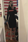 I LOVE this dress. It is super comfortable and doesn't ride up at all, which frankly shocks me. I love a good fitted sweater dress, but if you have larger thighs/hips and a smaller midsection, they usually ride up. This one is so comfortable and fits like a glove. I ordered a medium and it is solid. It's a little big in the sleeves and waist but still looks bomb. Highly recommend. I'm wearing it until it's too warm to stand. - Elizabeth D.