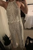 SUCH a gorgeous jumpsuit! Got this for my sister in law's boho beach wedding and it is perfect for the occasion. Would be great for many other events as well! Fits very well, I typically am a Small but sized up to a Med based on reviews and am glad I did to get extra torso length. 5'7, 136lbs, athletic build. It is a tiny bit loose in the bust/ribcage area but not enough to warrant any tailoring, it looks beautiful as is and is so comfortable. The detailing on the eyelash lace is beautiful! - Brittany F.