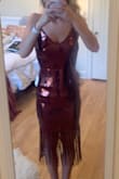 Bought this dress to wear to a Gatsby theme party! The copper is great for ya girls that are too pale for gold but too tan for champagne. The length is great for those that are a little taller but the fit doesn't make me look boxy the way most dresses cut like this do. A modern, fun spin on a theme dress that is absolutely flattering. (Will make your booty POP). A heeled shoe (I went with a clear strappy heel) will make your calves look AMAZING. The sequins are also great because you don't have to worry too much about jewelry. - Alexandra A.