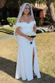 I wore this dress to a short Vegas chapel ceremony and a reception at a Palm's Place Penthouse with 50 people in attendance. Hemming the bottom of the dress was a must. Everyone at my wedding thought I was wearing a designer dress that was worth way over $2000. - Jackie L.