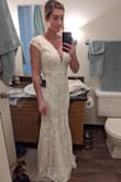 I love this dress, it looks much more expensive than what I purchased it for. The deep V is very secure and I have no fears about a Janet Jackson at the Superbowl moment. It doesn't fit quite perfectly just above the bust, but it's nothing a little tailoring can't fix. - Molly A.