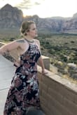 I could have went with a large because everything always fits tight in my ribs. I got so many compliments on this dress. I laced it differently than it came so it covered my boobs, otherwise it was sagging. You really can't wear a bra with it. - Emily K.