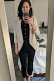 I really wanted to love this blazer - it is a very flattering fit and the color is great - but I just don't think it's worth the money. They fabric is very thin and looks/feels cheap to me. As others have mentioned, this taupe blazer wrinkles very easily and shows ALL of the wrinkles. I have had a lot of trouble getting the wrinkles out. I washed it on the delicate cycle with cold water (the tag says "hand wash cold"), hung to dry, and ironed and there are still wrinkles. Also, I've worn once and some of the stitching has started coming undone. Bottom line: this is something I'd gladly pay $25 for but at its current price, I can't recommend it. - Kat M.