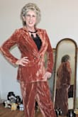Returned and got a size small. I will post pictures of the matching coat soon! This outfit is amazing. I will have to have the pants hemmed but that is okay. I am so happy with this outfit! - Katherine J.