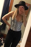 I am in LOVE with this body suit!! It is the most comfortable body suit I have ever owned! It is so stylish it goes with black, white or blue jeans!! It is pretty low cut but I just added a lace bra Leyte under and it looks great! 10/10 recommend! - Alivia C.
