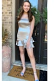 This dress is so pretty and looks exactly like the picture. It was a little big under the arms so fashion tape was needed but otherwise fit perfectly! - Lee S.