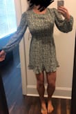 I absolutely loved the pattern and material of the dress! It's quality made and a really cute design. I was really torn on whether or not to keep the dress or return it because the torso length is a little short which causes the cut out in the back to hit you higher than it's intended to.
I went on a trip and missed the return window, otherwise I would have also ordered a large to see if the torso was longer (and just have a seamstress take in the sides) and returned whichever worked the least.
Super cute and highly recommend if you have a shorter torso! - Kayla S.
