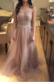 I ordered this dress for my daughter. It's the first dress I've ever ordered online and we are both thrilled! We used the measurement charts and ordered the recommended size. (I can't remember the exact measurements but use the chart) We will have to get it gemmed but I expected that. - Carol B.