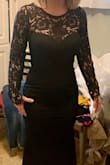 The dress was way to long, material is thick & NOT cheap looking, after alterations it was gorgeous! Only suggestion is make dresses for shorter people NOT all ladies are 5'9. I had to pay an extra $45 to get my dress altered & hemmed. - Alicia G.