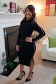 It fits like a glove! This dress is the right amount of comfort, coverage and still very sexy during the cold months. The gold buttons are a very nice detail! - Mahida P.
