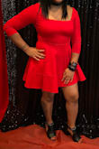 I brought this dress for a red and black themed semi-formal party celebration and I absolute loved it. I received soooo many compliments and it fit perfectly. Not too short or anything. - Deondra S.