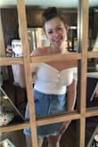Ordered a large.  Fits perfectly.  Soft quality fabric.  So cute with a jean skirt! - Josie L.