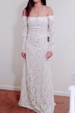 This dress is so beautiful! From the moment I tried on, I felt like a princess. The lace and off-shoulder style makes this a very special dress. I can't wait to wear it in a few weeks for my elopement! - Tassia D.