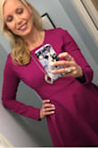 I wore this dress for my anniversary date night, and I felt so flirty and feminine in it! I love the long sleeves, and the material is structured enough to look super flattering and feel very high quality. I purchased the magenta color, and it was bold and beautiful. - Stephanie B.