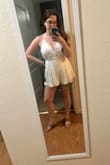 I was looking for outfits to wear to my bachelorette and this was it perfect! It fits great, hits my curves in all the right places, and looks super cute. I love it! It comes a little wrinkly ( see pictures) but those came out with a quick steam. - Brigid