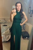 Love this dress! The color is beautiful and it's super comfortable. I love how versatile it is so many different ways to wear it! I didn't even have to get it hemmed since you can adjust the length just by tying the straps. I ordered like 5 different dresses to try for my school's gala and this was by far my favorite!! - Sarah C.