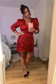 I loved this dress, the fabric feels fancy and soft, shiny and classic at the same time. It fits perfect under my chest, not tight at all, you can move around without feeling uncomfortable. I had to fix the chest area since the V neck was too low for me, and fixed the sleeves by adding an elastic band to make them stay up.

perfect for the wedding i have to attend! - Claudia J.