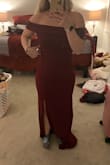 Absolutely obsessed with this! The color is exactly as shown and the dress hugs me in all the right spots. I have wide hips and a tiny waist and it definitely accentuates my curves. Only problem is it was sooo long on me (which is typical for my height) so I had to take it to a tailor who cut about 8 inches off the bottom and had to lengthen the slit since I'm so short the slit started at my knee instead of mid thigh LOL. But besides that it's absolutely perfect!! - Lexie D.