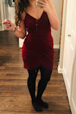 I am usually a medium in Lulus dresses but I went to a large because the bottom looked like it fits right. I'm so glad I did because it fits my butt/hips perfectly. It's not too short either which I love. - Rachel H.