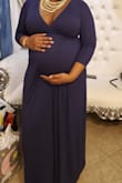 This dress fit really well. It was true to size. I was looking for a dress to wear to my baby shower but, something I could wear postpartum. The material is comfy and stretchy. I am 7 months pregnant and loved it. I felt elegant and sexy. - Rapheisha D.