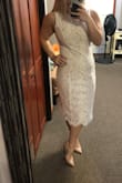 This dress is perfect for a rehearsal dinner. It is somewhat long but I think that's classy for the rehearsal. Fits perfect, I ordered a medium and it is a little big on top but not noticeable. - Jessica W.
