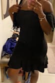 No complaints, exactly as it looks on the pics. I usually wear a size small in Lulus, and this is perfect as always. Fabric is stretchy. - Sofia A.