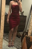 I loved this dress:) I wore it for a valentines party and it was perfect. Super soft & silky. The only think I didn't like is I kept having to pull it down in order to prevent the dress from rippling. - Kaitlyn J.