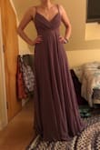 This dress is flattering on a variety of figures and the fabric is beautiful and drapes nicely (good for twirling too!). Color is as shown. Excited to wear this as a bridesmaid dress this summer. Usually, I'd wear a small but the XS fit perfectly (ordered both to try on for size). - Rachel Z.