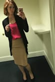 I'm more pear shaped, with a small waist and a larger backside. For me, finding skirts and jeans can be a challenge, to say the least. This skirt doesn't do what the other skirts tend to do. It does not gap at the waist. It does not ride up when I walk or turn itself 180 degrees backwards. It looks great. And it's comfy. My toddler loves it, too. He said mommy it's so soft! - Charlotte S.
