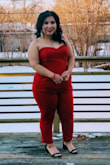 I received tons of compliments from this outfit !! It was a bit long so I had to take about 1 1/2" off . It fit me perfectly and I loved that it even had pockets ! I'm a pear shaped woman so as you can see in the photos , it brought out my curves . - Pa X.
